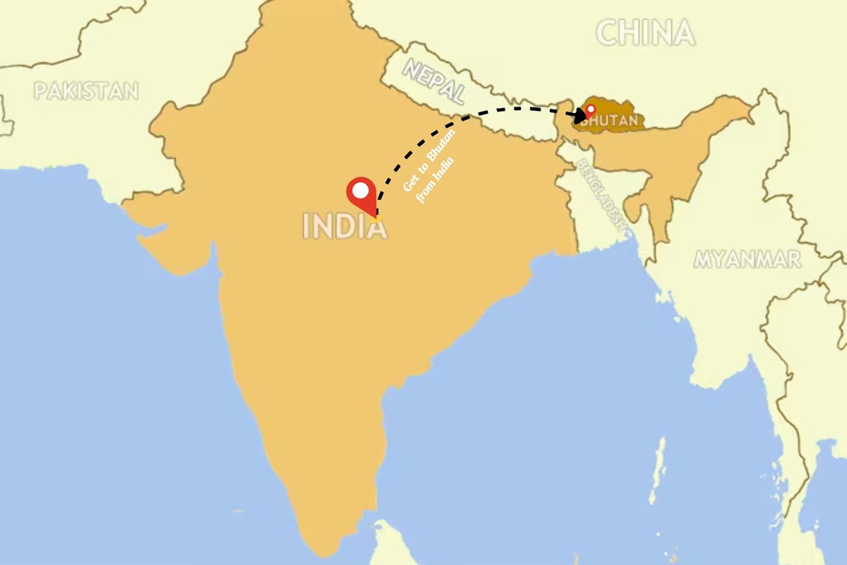 India and Bhutan Map
