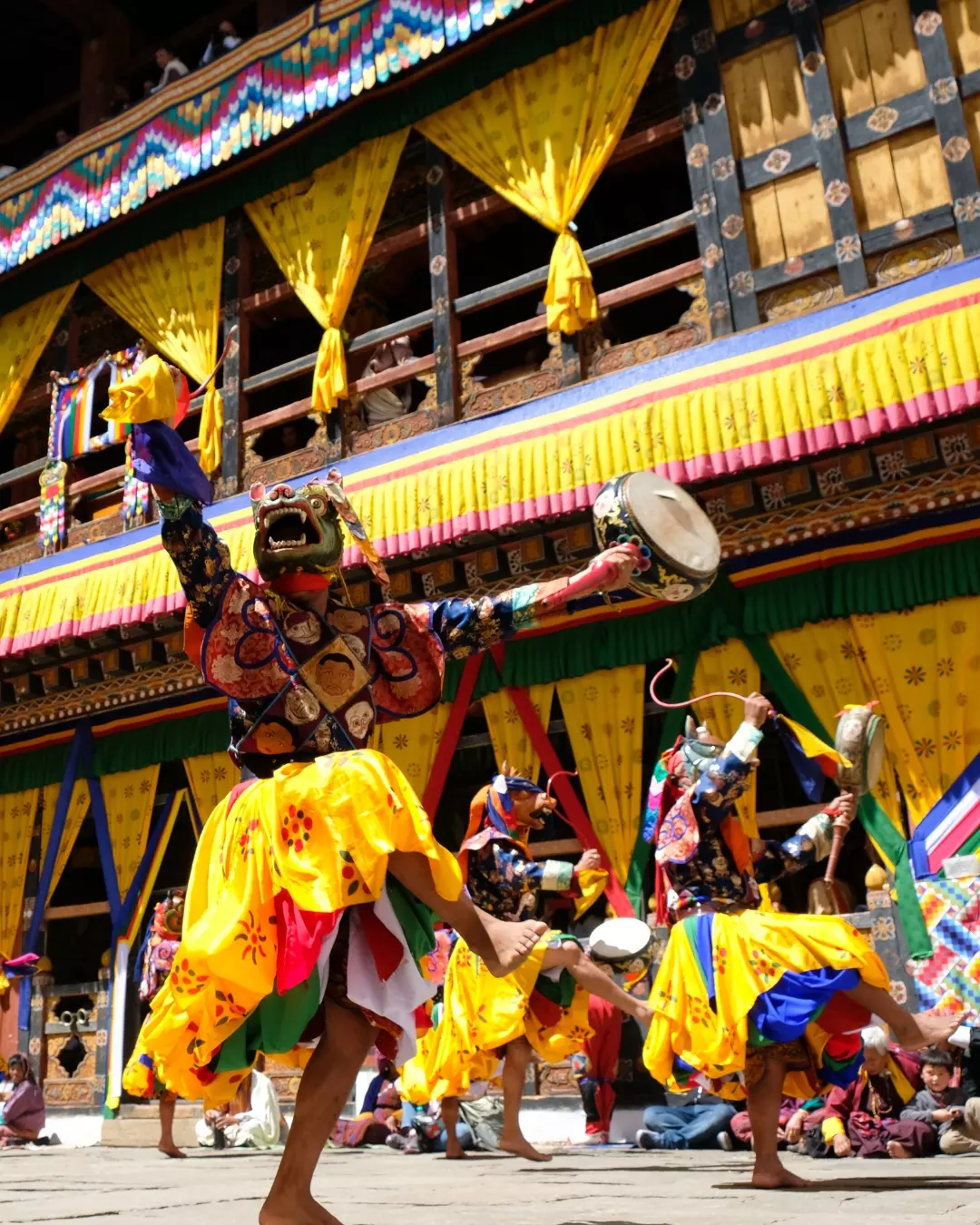 Tourists enjoying Thimphu Tsechu Festival tour in the Himalayas